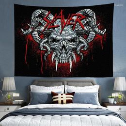 Tapestries Tapestry Wall Hanging Slayer Band Art Bedroom Decor Music Decoration Headboards Home Aesthetic Wallpaper Custom Metal