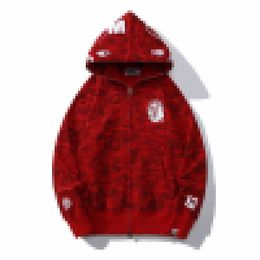 NEW A Bathing Ap Red Camo Shark Full Zip Hoodie bap head logo