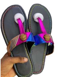 2024 High quality Kurt Geiger Flip Flops Slippers Womens Sandals Stitching Luxury Rainbow Slipper Designer Slides Flat Shoes Eagle Head Diamond Buckle Plus 11