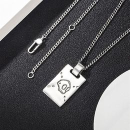 925 sterling silver skull necklace retro sterling silver skull square brand pendant necklace men and women fashion elf pendant nec282k