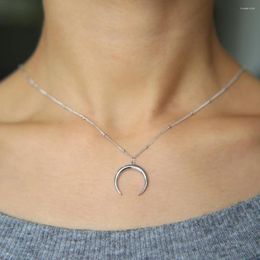 Pendants Half Moon Necklace 925 Sterling Silver Crescent Pendant Horn Choker Women Delicate Kolye Jewelry Demi Lune Shape