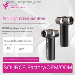 Hair Dryers Outdoor Travel Dryer Barbecue Multi-functional Mini Aviation Aluminium Compact Portable Wireless High-speed Q240131