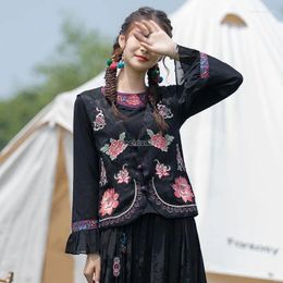 Ethnic Clothing 2024 Chinese Women Style Satin Jacquard Cotton Embroidery Waistcoat Handmade Cheongsam Button Sleeveless V-neck Vest T001