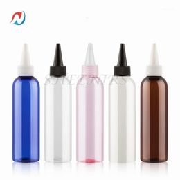 Ship 12pack 200ml 6 7oz translucent plastic hair dye bottle with black Clear White tips and -on cone lids1269T