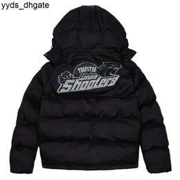Trapstar Jackets London SHOOTERS Mens HOODED PUFFER JACKET BLACK REFLECTIVE Puffer Jacket Embroidered Thermal Hoodie Men Winter Coat Tops FUMR