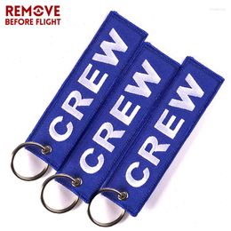 Keychains 3 PCS/LOT Blue Crew Keychain For Motorcycle Llaveros Luggage Tag Embroidery Key Chain Fashion Jewelry Wholesale