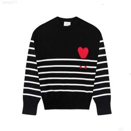 Mens Sweaters Paris Amis Am i Sweater Amiparis Classical Black White Stripe Designer Knitted Jumper Jacquard Love Hea