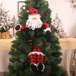 1pc Cartoon Santa Claus Elf Doll Christmas Xtmas Tree Toppers Ornament Door Home el New Year Party Decor Pendant Gift188d