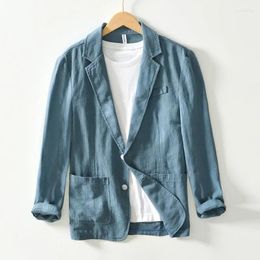 Men's Suits Spring Casual Linen And Cotton Safari For Men Clothing Solid Colour Blazers Jackets Oversize BL988