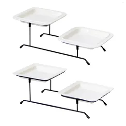 Plates 2 Tiered Serving Tray Fruit Dessert Display Events Bar
