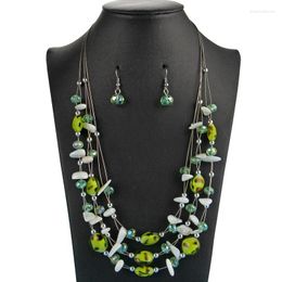 Necklace Earrings Set MINHIN Luxury Wedding Jewellery Multi Layers Beaded Choker Shell Pendant Statement Women