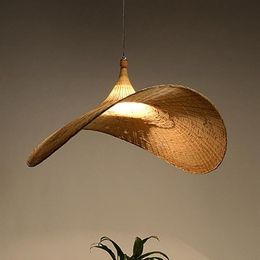 Pendant Lamps Bamboo Art Chandelier Jazz Hat Rattan Clothing Shop Coffee Study Living Room Bedroom Dining295D