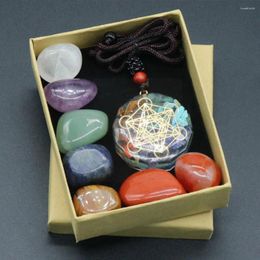 Decorative Figurines 2024 Natural Crystal Chakras Amethyst Stone Healing Meditation 7 Yoga Box Chakra Reiki Gifts Decoration Collection Se