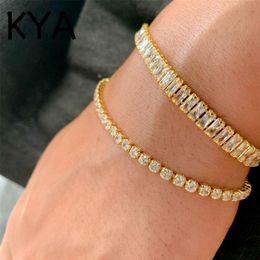 Cubic Zirconia gold Tennis Bracelet Chain Bracelets For Women Men Gold Color Hand CZ Homme Jewelry315z