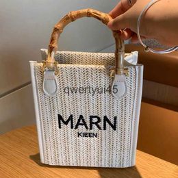 Shoulder Bags Straw Bag andmade Weave Luxury Designer andbags For Women 2023 New Fasion Casual Square Leer Small Soulder CrossbodyH24131