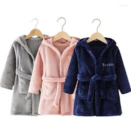 Rompers Autumn Spring Kids Hooded Flannel Bathrobe Baby Bath Robes Boys Girls Cute Cartoon Soft Warm Pyjamas Long Sleeve Towel Robe