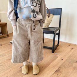 Trousers Autumn Winter Boy Baby Corduroy Wide Leg Pants Solid Loose Girl Children Ribbed Casual Kid Cotton Toddler Outfits