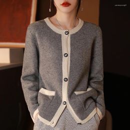 Women's Knits Women Sweater Merino Wool O-neck Cardigans Long Sleeve TopCashmere Outerwear SoftThick And Warm High-GradeFashion Knit Wear