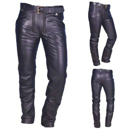 Spring And Autumn New Product Hot Selling Solid Colour PU Leather Men's Casual Zipper Leather Pants From Europe And America