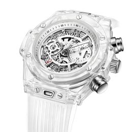 Cross-Border Fashion Plastic Transparent Case Design Sports Multi-Functional Mens Watch Mens Pe90 Quartz Movement Wristwatches306d