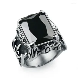 Cluster Rings Men Vintage Dragon Claw Ring Titanium Steel Black/Red CZ Stone Crystal Gold Black Silver Colour Jewellery