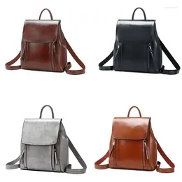 School Bags Vintage Women Backpack Purse Travel Daypack PU Leather College Bookbag Rucksack