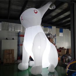 8mH (26ft) With blower wholesale outdoor giant lovely lighting inflatable white rabbit Bunny model animal replica for advertising or Easter event decoraction