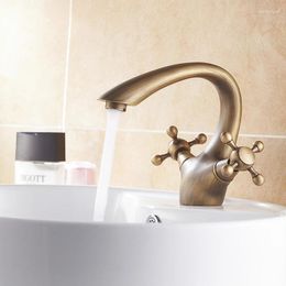 Bathroom Sink Faucets Antique Basin Faucet Brass Tap Toilet Water Cold Mixer Dual Handle Lavatory