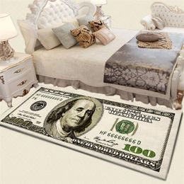 Vintage Currency Money 100 Bill Dollars Painting Entry Door Mat Porch Carpet Home Living Room Decor Rug Rectangle Coral Fleece Y202426