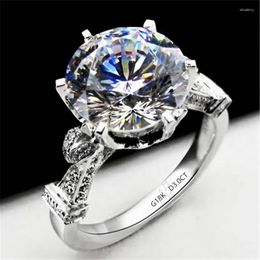 Cluster Rings Solid 18K White Gold AU750 Rinig 3CT Fine Diamond Wedding Ring For Women Amazing Unforgetable Jewellery Gift