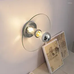 Wall Lamp Modern Minimalist Glass Nordic Decorative Art Living Room Bedroom Bedside Background Circular Flying Saucer