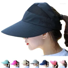 Ball Caps Fashion Women Sun Visor Hats Large Brim Empty Top Hat UV Protection Summer Breathable Sunhat