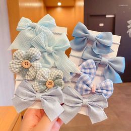 Hair Clips 10Pcs/Set Colourful Big Bow Flower Elastic Hairbands Children Girls Sweet Ties Headbands Accessories Rubber Band