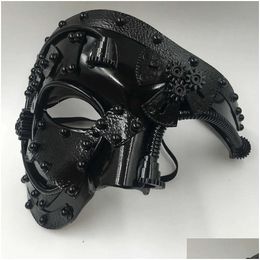 Party Masks Steampunk Phantom Masquerade Cosplay Mask Ball Half Face Men Punk Costume Halloween Props X0803 Drop Delivery Home Garde Dhsly