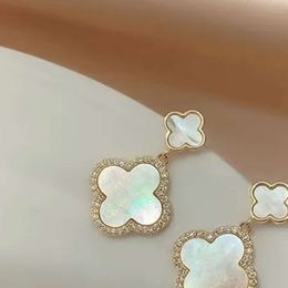 AA Designer Earrings Four-leaf Clover Earrings for Women Senior Classic Small Fragrant Wind Earring New Clover Earrings 18K Gold Light Luxury Crystal Earring 2023