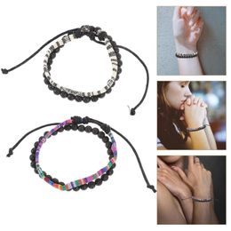 Charm Bracelets 4 Pcs Bracelet Fashionable Fabric Rope Volcanic Stone Combination Women Beaded Wristband Sturdy Stretch Miss