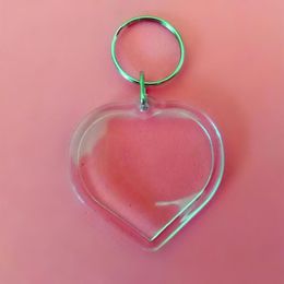 50 Pcs Heart Shaped Diy Acrylic Blank Picture Frame Keychains Transparent Blank Insert Po Keychains Pendant Key Ring Jewellery Ac250m