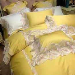 Bedding Sets French Minimalist Long Staple Cotton Set Of Four Pieces Light Luxury All Lace Edge