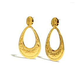 Dangle Earrings WILD & FREE Irregular Metal Texture Stainless Steel Drop For Women 18K Gold Plated Trendy Jewelry Waterproof