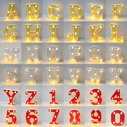 Decorative Figurines 16cm Gold Luminous 26 English LED Letter Night Light Alphabet Number Lamp Christmas Wedding Birthday Party Propose