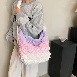 Evening Bags Korean Colorful Quilted Women Satchel Drawstring Pleatd Cloud Shoulder Bag Puffer Padded Ladies Crossbody Large Underarm