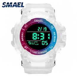 Women Digital Watch White Fashion Clock Alarm Stopwatch Sport Bracelet Watch 8046 Women Sports Watches Led Watch Waterproof Q0524214I