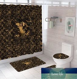 Printed Shower Curtain Floor Mat Three-Piece Combination Bathroom Mat Set Waterproof and Moisture-Proof