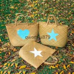 Totes Sea grass woven flower basket womens andbag grass soulder tourist beac bagH24131