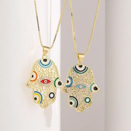 Pendant Necklaces Mafisar Arrival Hamsa Hand Of Fatima Necklace Gold Plated Zirconia Palm Turkish Evil Eye Jewelry For Women