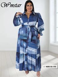 Plus Size Dresses Wmstar For Women Tie Dye Printed With Pockets Slashes Fashion Party Maxi Dress Wholesale Drop