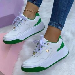Women's Sneakers PU Leather Platform Shoes Lace Up Womens Vulcanized Shoes Lightweight Female Shoes Fashion Tenis De Mujer 240126