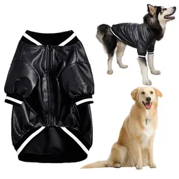Dog Apparel Cosy Pet Leather Clothes Fashion Outwear Zipper Closure Unisex Winter Warm Coat Jacket Windproof
