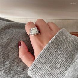 Cluster Rings INS Fashion 925 Sterling Silver Finger For Women Light Luxury Baroque Pearls Simple Irregular Geometric Party Jewellery