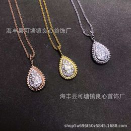 Designer Bvlgary Jewelry New Fashionable Droplet Necklace with Full Diamond Embedding and Droplet Shape Necklace with Round Beads and Droplet Shape for Advanced Se